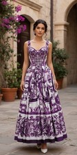 Purple Dress Maxi  Italian Dress