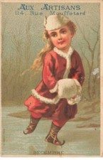 Chromo #MK40842 Aux Artigiani Piccola Bambina Pattinaggio Tergicristallo Un Di -