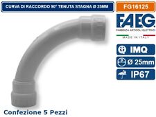 5 PEZZI CURVA DI RACCORDO 90° PER TUBO RIGIDO Ø 25MM TENUTA STAGNA IP67 IN PVC