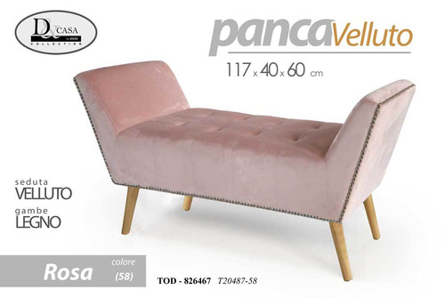 Panca velluto rosa classica - panca,
