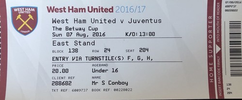 Biglietto west ham juventus - west,