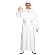 Costume da Papa uomo religioso tunica lunga bianca pontefice carnevale TG M/L