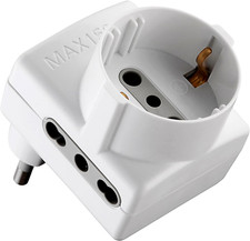 70066 Adattatore Multipresa Con Spina Salvaspazio, Presa Tripla Schuko Bivalente