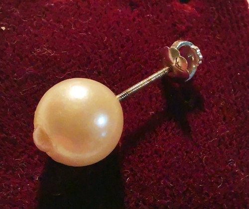 Orecchino singolo perla 14k - orecchino,