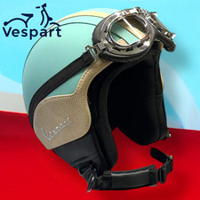 Casco Vintage personalizzato Gts 300 Verde Relax Amabile in pelle Vespa S M L XL