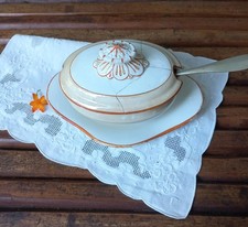 Antica salsiera o formaggera China Richard fine 800 + cucchiaio  argento alpacca