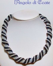 COLLANA SPIRALE artigianale handmade semirigida perle perline conterie - 42,5 cm