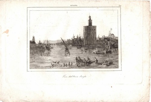 Stampa antica sevilla veduta - antica,
