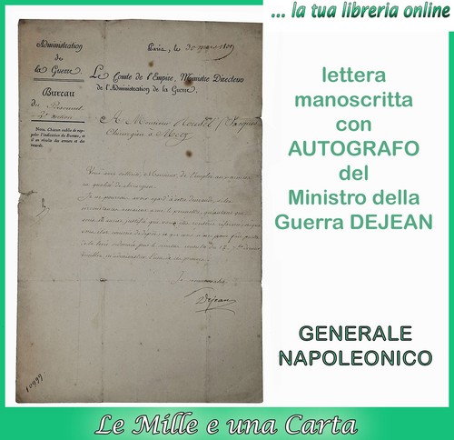 Lettera autografo conte dejean - autografo,
