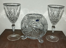 CRISTALLO DI BOEMIA - NR.02 CALICI E NR.01 VASO - COME IN FOTO (VEDI NOTE)