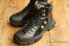 Gucci Fast Trek scarpe da ginnastica alte in pelle nera sneakers uomo UK 6 US 7 EU 40