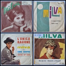 MILVA 4x7" 45 Giri Mon Dieu Quattro Vestiti, L'Unica Ragione, Concerto A Granada