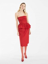 RRP€1150 Max Mara Strapless Red Dress in silk blend taffeta Abito 44IT 10US 40DE