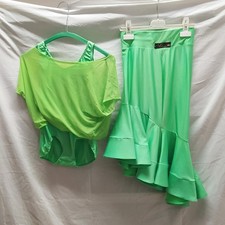 Abito da ballo latino americano, due pezzi, verde tg S