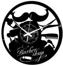 Disco in vinile fatto a mano arredamento casa orologio da parete - NEGOZIO BARBIERE SHOP #2