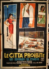 manifesto 4F film LE CITTA' PROIBITE Giuseppe Scotese Mondo Movie 1963 art BRINI