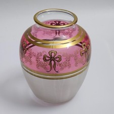 VASO in VETRO Soffiato di MURANO Soprammobile ART GLASS ITALY Decorato Oro Retrò