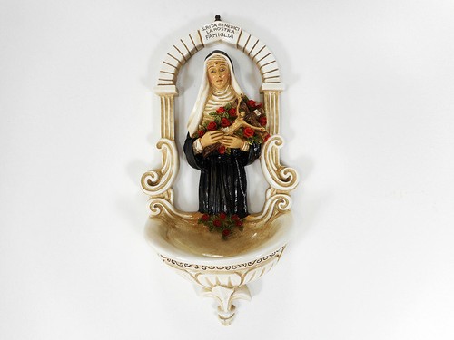Acquasantiera con santa rita - acquasantiera,