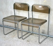 COPPIA DI SEDIE ANNI 70 IN PLASTICA STRUTTURA IN ACCIAIO CROMATO ARCLINEA