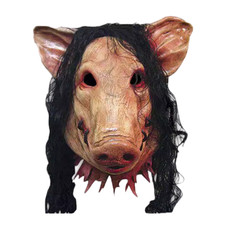 Halloween Maschera Testa di Maiale con Maschera Capelli-Horror della Serie "Saw", Prop Full Face