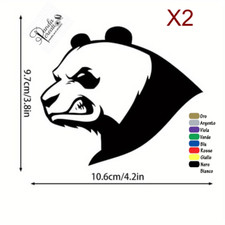 Kit 2 Adesivi Panda Arrabbiato Vinile Auto Moto Tuning Stickers decorativi