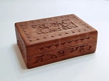 Portagioie  in legno intagliato scatola forziere indiano antico Scrigno vintage