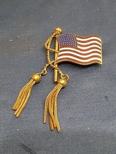 Spilla Bandiera Americana In Ottone Anni 40 WW2 Vintage No Medaglia