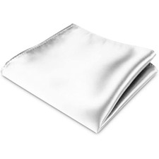 POCHETTE FAZZOLETTO TASCHINO RASO BIANCO SETA CLASSICO UOMO DONNA
