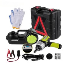 Kit Cric Auto Elettrico 5Ton 12V + Chiave a Percussione Luce LED Presa Idraulica Portatile