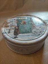 SCATOLA DI LATTA DEI BISCOTTI DIAMETRO CM. 20 DECORATA A MANO SOGGETTO NATALIZIO