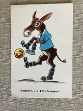 CARTOLINA CALCIO A.C. NAPOLI ANNI '50 '60 CIUCCIO ASINELLO CALCIATORE MASCOTTE