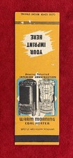 1930c *WARM MORNING* {RISCALDATORE A CARBONE} UNIVERSAL MATCH CORP. PUBBLICITÀ FIAMMIFERI!