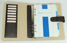 Agenda Organizer A5 Grande Planner Weekly in Cotone Panna e Vera Pelle 6 Anelli