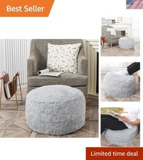 Copri pouf rotondo grigio