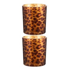 2 Pcs Portacandele Bicchieri Votive Portacandela Con Stampa Leopardata