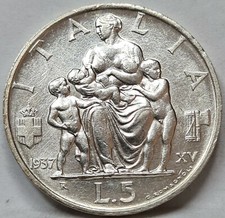 ITALIA 5 lire 1937 Roma XV