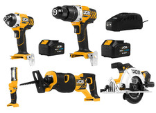 JCB 20V Cordless 5 Pezzi Tool Kit - Trapano avvitatore a percussione, Avvitatore a percussione, Reciproc