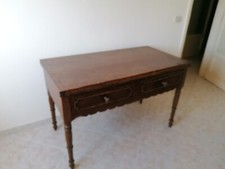 Scrivania antica in legno con cassetti e tavolo apribile