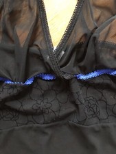 Obsessive canottiera intima in tessuto velato e pizzo nero.Taglia S/M -36/38