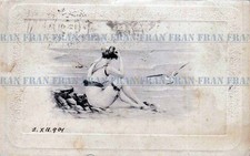 Cartolina 1901 Donnina Al Mare. Costume D'Epoca. Interessante. Bella.