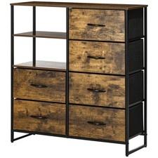 HOMCOM Comò 6 Cassetti in Tessuto Pieghevoli Stile Industriale 84x30x92cm