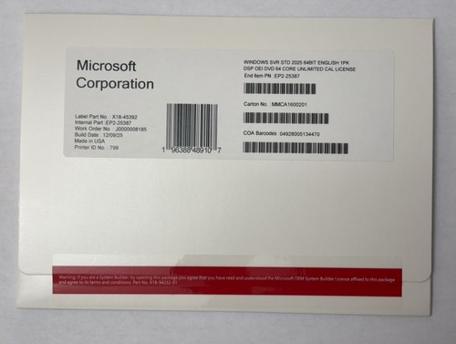 Windows server 2025 - 2025, standard