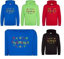 Felpa con cappuccio personalizzata ricamata ragazzo design stelle brillanti, taglia 1-13 anni