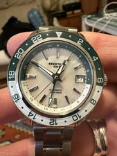Seestern S456 GMT Automatico Acciaio Data Verde Bianco Zaffiro Orologio Uomo