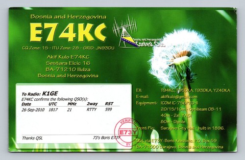 Ham radio qsl e74kc bosnia - radio,