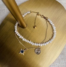 collana perla naturale e barocche argento dorato