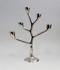 9977345 Candelabro Nichelato Color Argento 5 Fiamme 29x36cm