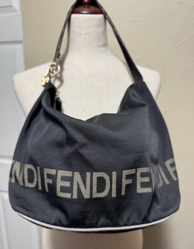 Fendi black nylon logo - fendi,