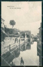 Mantova Città Rio Visto dalla Pescheria Barca cartolina RB8798