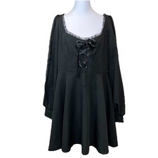 Abito Punk Rave Goth 2XL Lolita Nero Strega Vamp Steampunk Vestito Maglia Emo